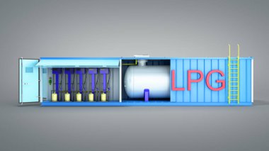 LPG Gaz Dolum İstasyonu 3d render Grey