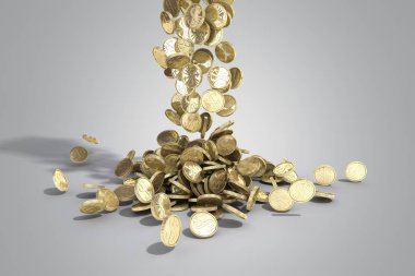 Altın dolar işareti olan gri bir arka plan üzerinde 3d çizim alanı üzerinde kalmaktadır