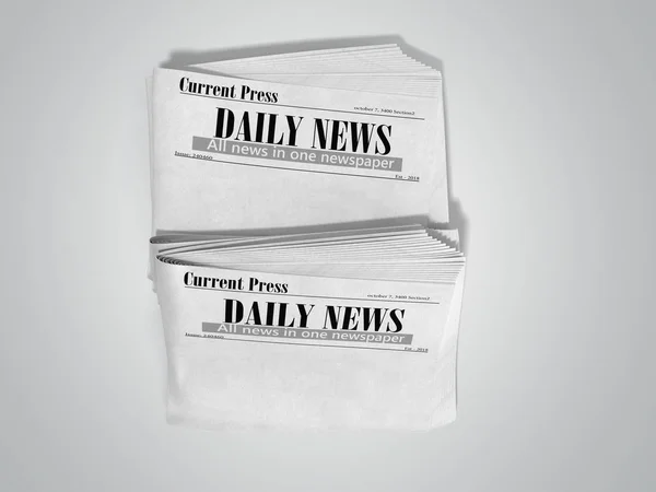 empty newspaper in stack 3d render on grey