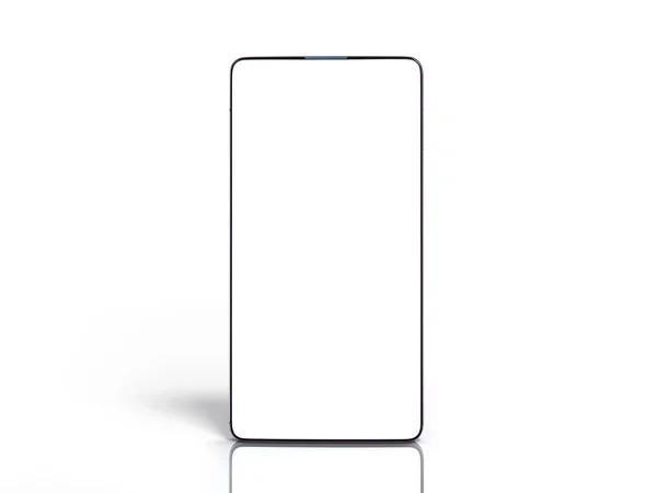 Moderno Schermo Intero Smart Phone Schermo Bianco Rendering Mockup Bianco — Foto Stock