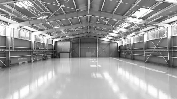 Empty Hangar Delivery Warehouse Render Illustration — Stock Photo, Image