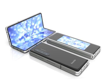 Beyaz üzerine ilk seri esnek telefon 3d render
