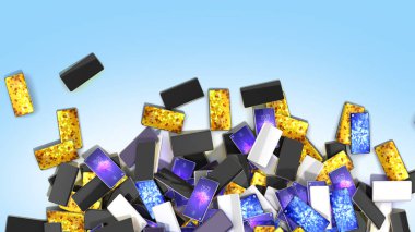 Akıllı telefonların yığında metin için yer ile mavi arka plan