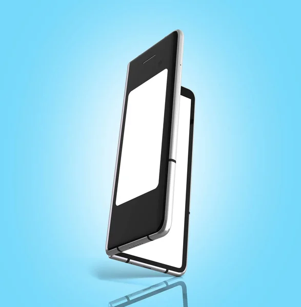 Erstes seriell flexibles Telefon-3D-Rendering auf blauem Hintergrund — Stockfoto
