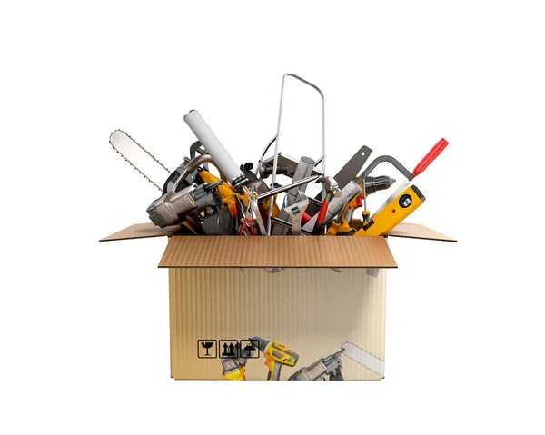 Concepto de categorías de productos herramienta de construcción en la caja en wh — Foto de Stock