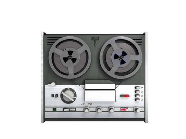 Old portable reel to reel tube tape recorder 3d render on white — Stock Photo, Image