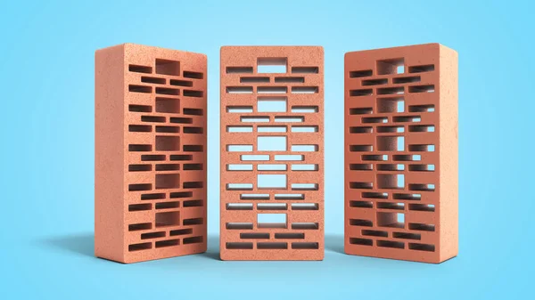 Tömör agyag tégla használt építési új piros tégla 3D render — Stock Fotó