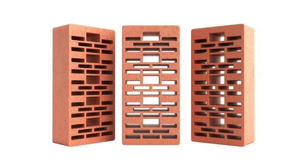 Massive Lehmziegel für den Bau neuer roter Ziegel 3D-Render verwendet — Stockfoto