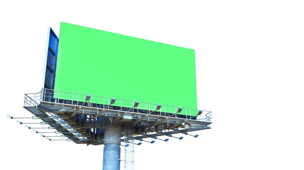 Beyaz üzerinde boş yeşil ekran 3d render ile Billboard — Stok fotoğraf