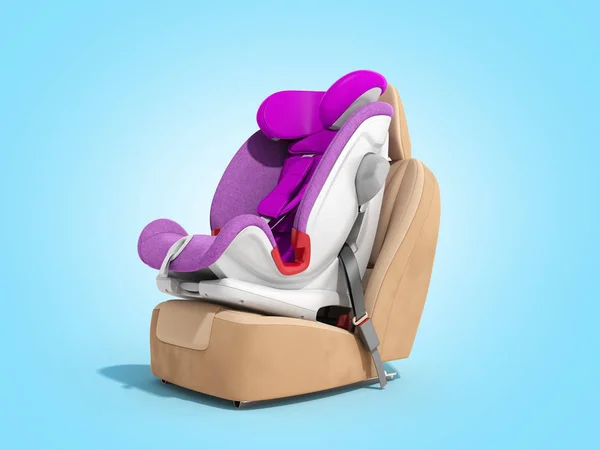 Asiento de coche de bebé 3d renderizar en gradiente azul — Foto de Stock