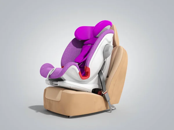 Asiento de coche de bebé 3d renderizar en gradiente gris — Foto de Stock