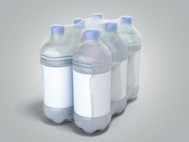 sarılmış paket içinde Pat şişeler 3B render gri gradyan