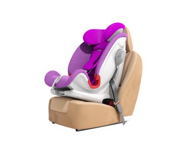 Bebek araba koltuğu 3D render beyaz hiçbir gölge