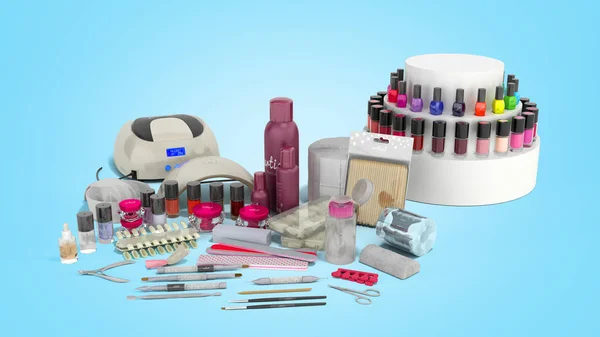 Manicure set for gel nail procedure Nail LED lamp colour gel pol