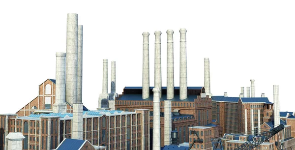 Eski endüstriyel binalar beyaz 3d render görüntü