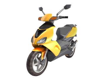 Sarı moped scooter Taşıma tekerleği 3d beyaz hiçbir shado render