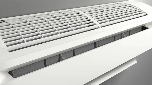 Cor branca máquina de ar condicionado renderização 3d no branco — Fotografia de Stock