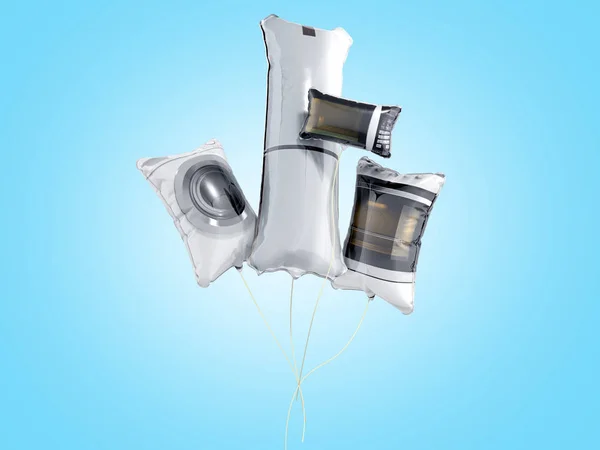 Haushaltsgeräte geformte Luftballons 3D-Rendering auf blir Gefälle — Stockfoto