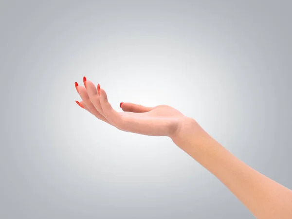 회색 그라데이션에 정적 포즈 3D 렌더링에 여성 손 — 스톡 사진