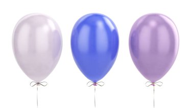 şeritler üzerinde renkli balonlar 3d beyaz render