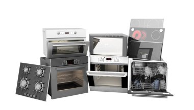 Beyaz no sh beyaz 3d render Grubu inşa ev aletleri