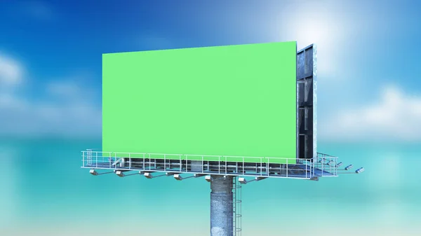 Billboard z pustym zielonym ekranem obraz 3D renderowania — Zdjęcie stockowe