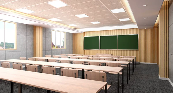 Okul 3D basit boş sınıf görüntü render