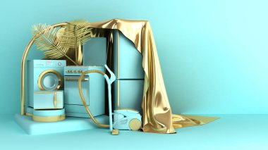 Minimal basit ev aletleri arka plan satış ticaret kavramı üzerinde