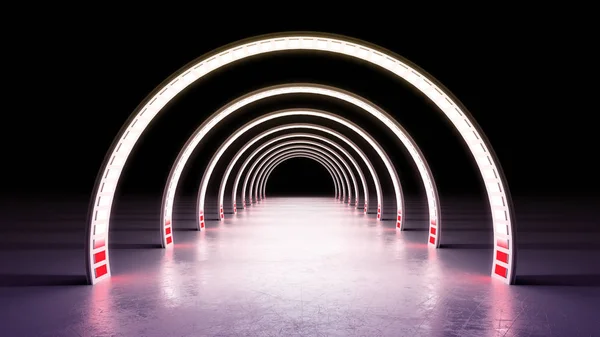 抽象 最小背景 白色 发光的青球线隧道 ne — 图库照片