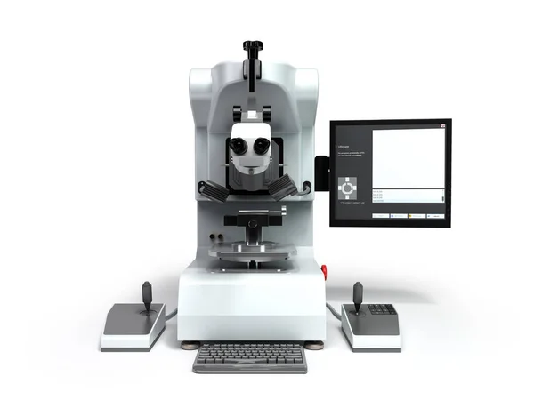 Электронный микроскоп 3D рендеринг на белом — стоковое фото