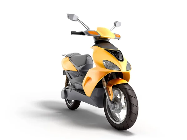 Sárga moped robogó szállító kerék 3D render fehér — Stock Fotó