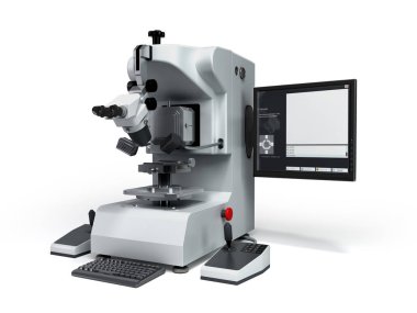 beyaz üzerinde elektron mikroskop 3D render