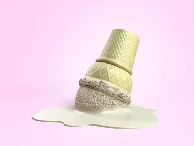 bir waffle fincan erimiş vanilyalı dondurma 3D render renk Grad