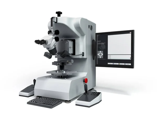 Microscopio elettronico rendering 3d su bianco — Foto Stock