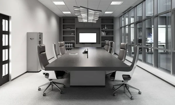 现代风格的会议室 3D 渲染图像 — 图库照片