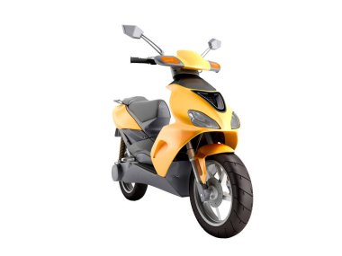 Sarı moped scooter Taşıma tekerleği 3d beyaz hiçbir shado render