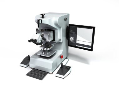beyaz üzerinde elektron mikroskop 3D render