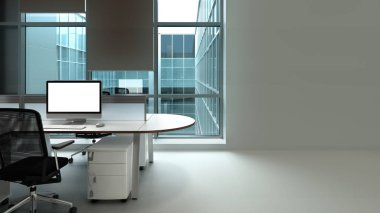 modern ofis odası 3d render görüntü