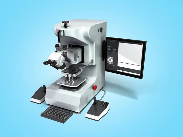 Microscópio eletrônico 3d render em gradiente azul — Fotografia de Stock