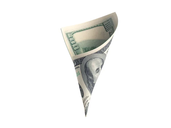Dollar-Schein-Papier-Umschlag 3D-Rendering auf Weiß kein Schatten — Stockfoto
