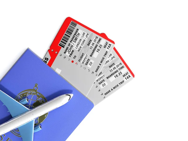 Moderní svět cestovní pas s letenkou — Stock fotografie