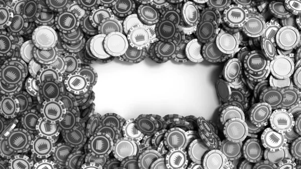 Different color casino chips as background 3d render objects — Stock Photo, Image