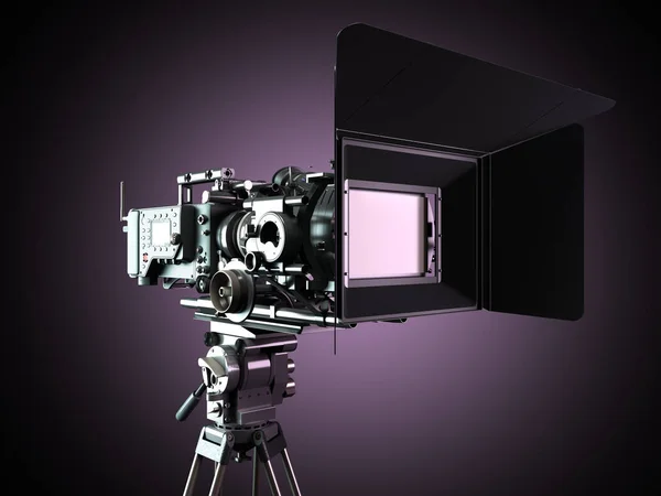 Proffesional câmera de vídeo 3d render em fundo preto — Fotografia de Stock