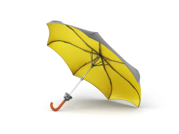 Abierto paraguas de dos tonos 3d render en blanco — Foto de Stock