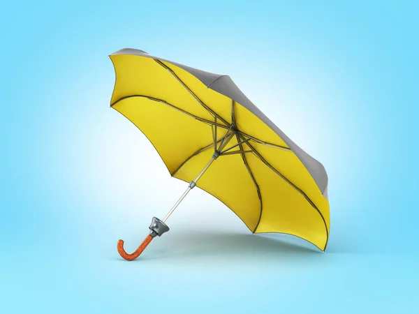 Aberto dois tom guarda-chuva renderização 3d em gradiente azul — Fotografia de Stock