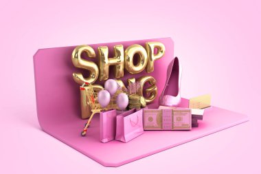 col minimalist shoping arka plan alışveriş podyum 3d render