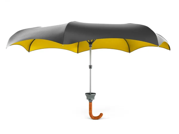 Abierto paraguas de dos tonos 3d render en gradiente blanco — Foto de Stock