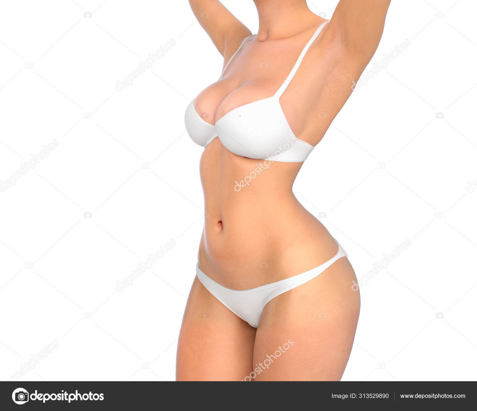 Perfect body of slim fit and sporty woman in underwear isolated Stock Photo  by ©NosorogUA 313529890