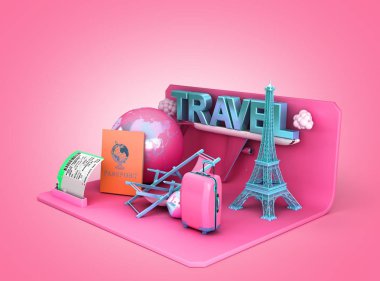 Minimal basit seyahat podyum tatil tatil ve Uçak trav
