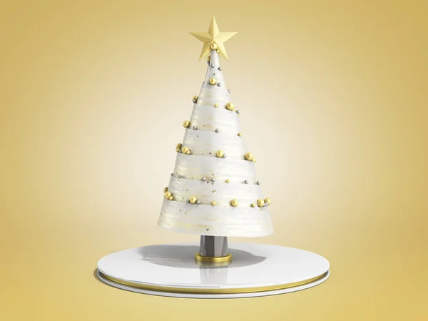 Single new year decorative Christmas tree 3d render on color gra — Stock Photo, Image